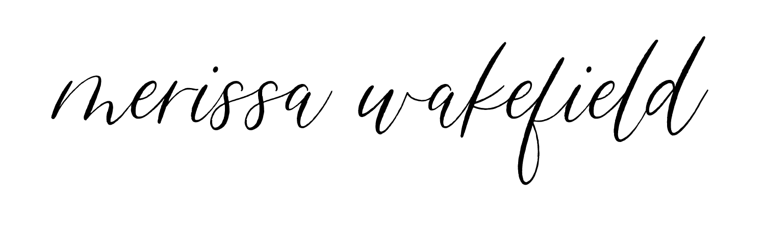 Merissa Wakefield logo in black calligraphy script